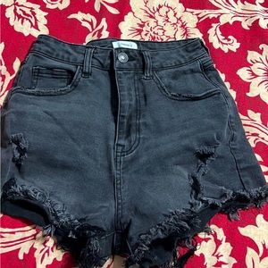 black jean shorts